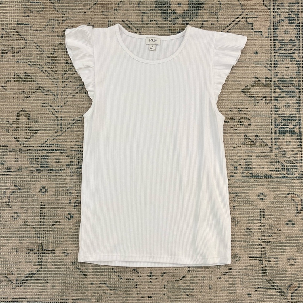 Jcrew Ribbed Flutter Sleeve Top